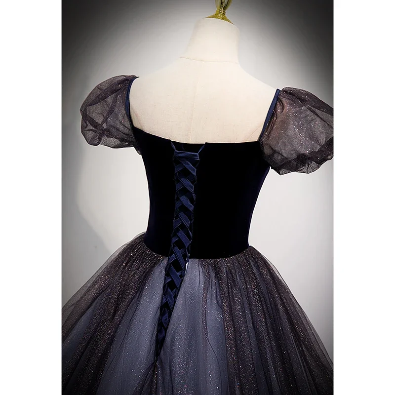 SSYFashion-vestido De noche elegante De princesa, prenda con manga abombada, longitud hasta el suelo, brillante, para Fiesta De graduación, Formal