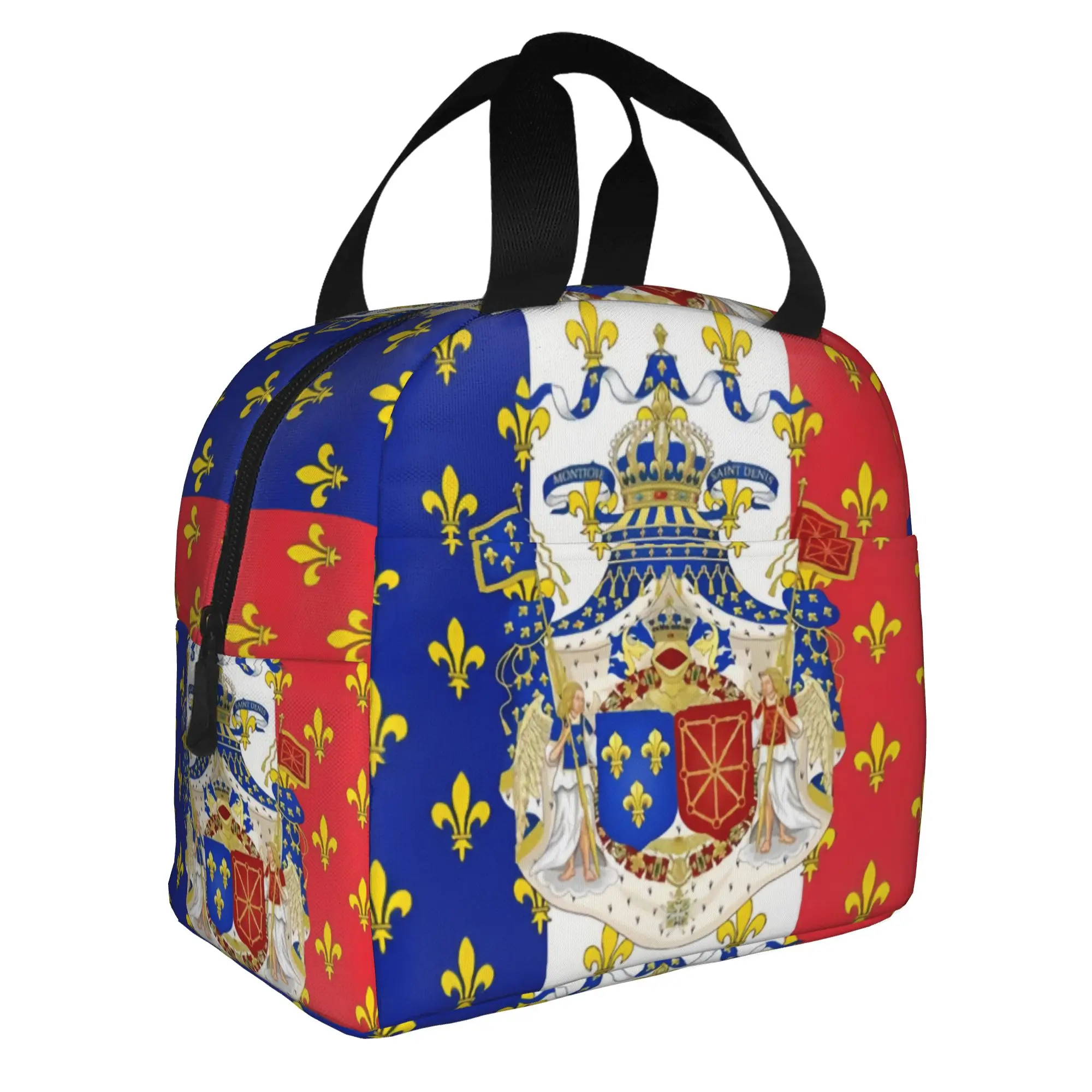 Classic French Flag Fleur de Lys Insulated Lunch Bag for Women Leakproof Royal Standard Napoleon Thermal Cooler Bento Box School