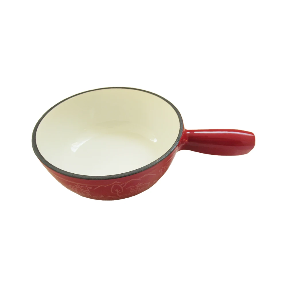 Wholesale Red Camping Mini Hot Pot Cast Iron Enamelled Non Stick Cheese Fondue Sets view 6
