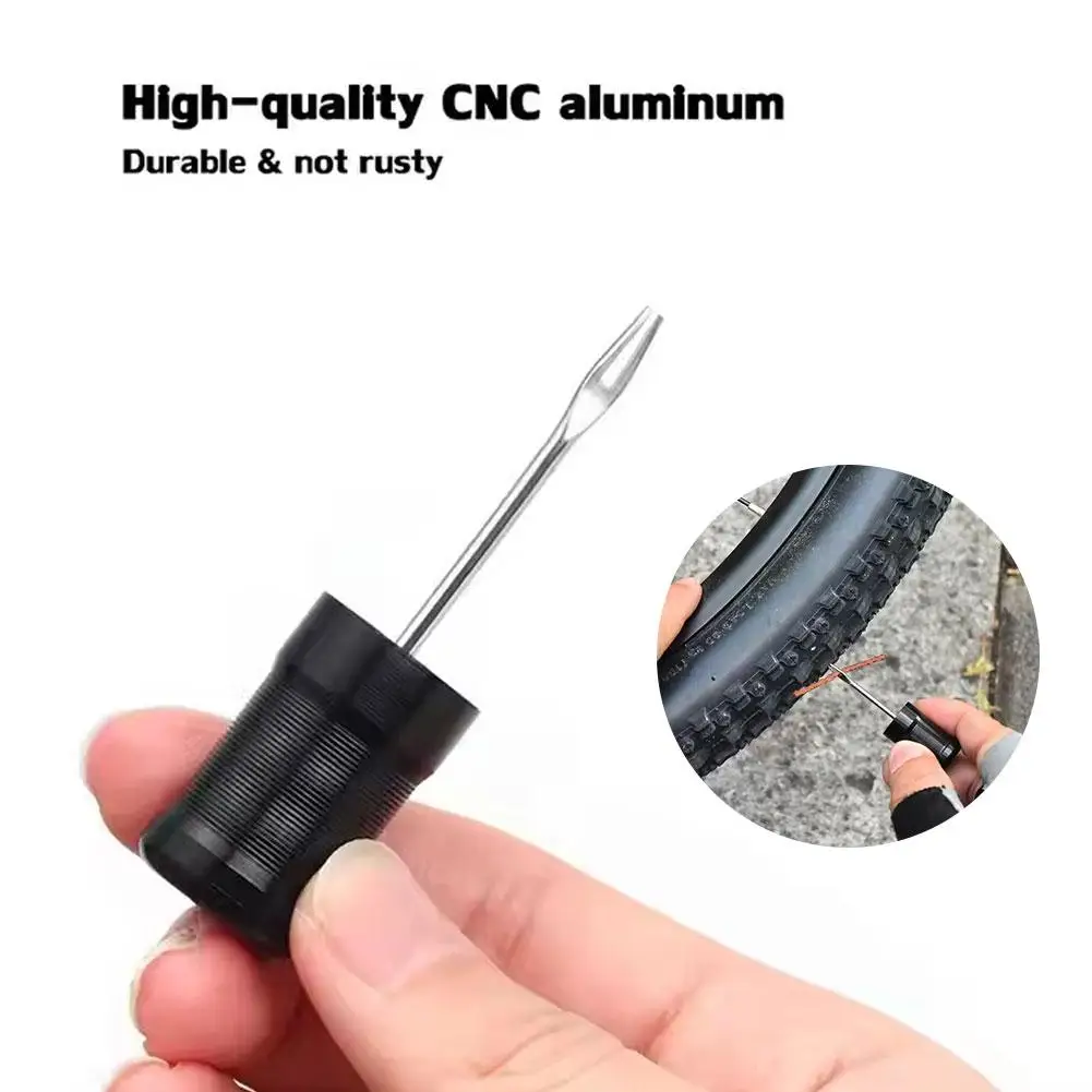 

Bike Tubeless Tire Repair Kit Slug Plug Stopper Rubber Bacon Strips and Insertion Tool For Fixing Puncture Flat Road MTB Bi H9V4