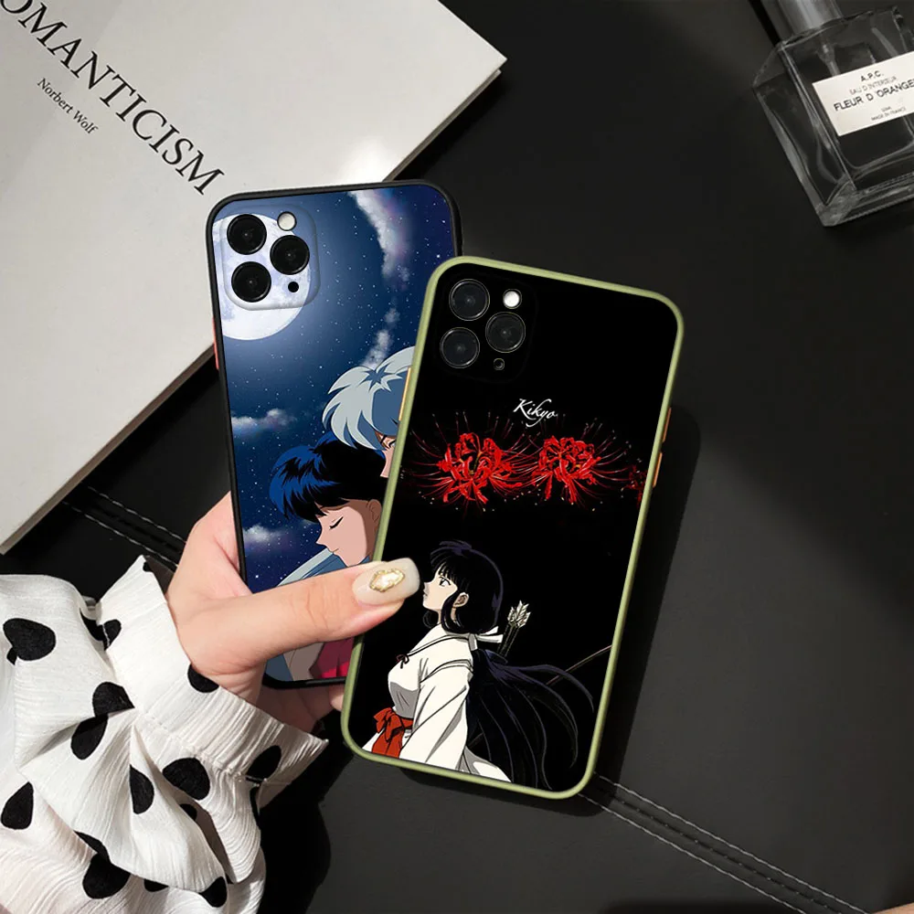 Phone Case For iPhone 16 Plus 15 Pro Max 14 7 8 Plus XR SE 11 12 13 Mini X XS Inuyasha Sesshomaru Anime Black Translucent Cover