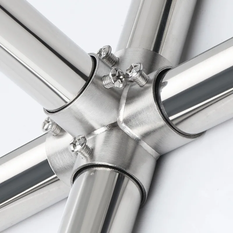 1Pc New Tee Straight Elbow Pipe Connector Stainless Steel 2/3/4/5/6 Way Pipe Fittings 19/25/32mm Tube Joint Furniture Hardware