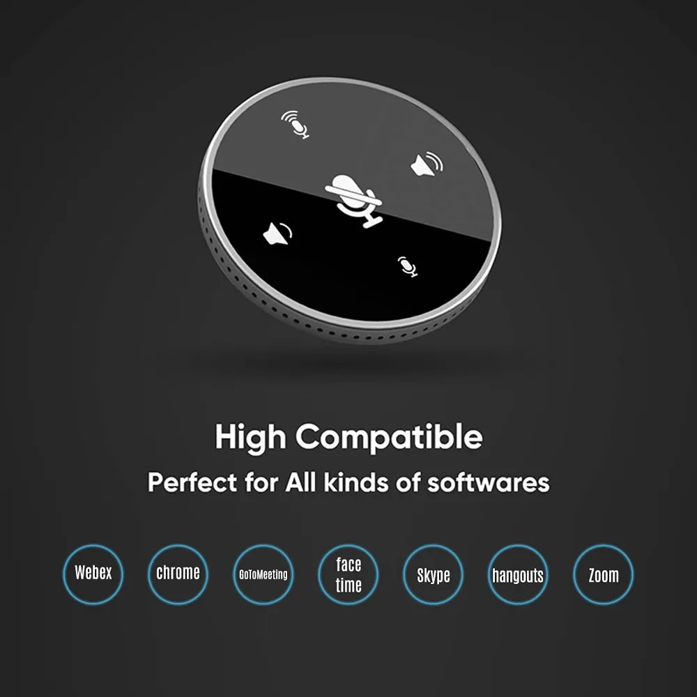 Convenient PVC Microphone USB Noise Cancellation Speakerphone 360° Voice Pickup Touch Sensor Mute Computer Mic Calls