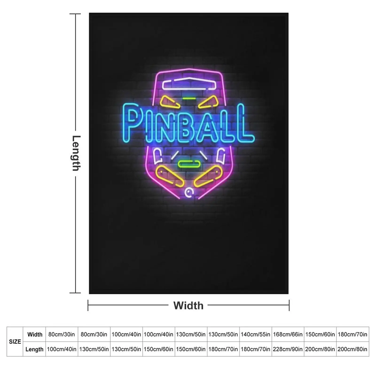 Retro Neon Pinball Player, Pinball Lovers Gift Throw Blanket Beach cosplay anime Thin Multi-Purpose Retros Blankets