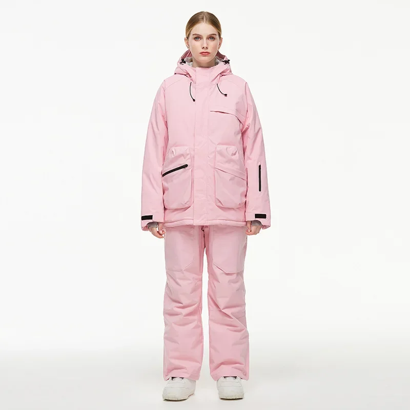 

2025 New Thicken Skiing Suits for Women Men Winter Outdoor Sport Hoodie Windproof Waterproof Warm Snowboard Jacket Pants Couple