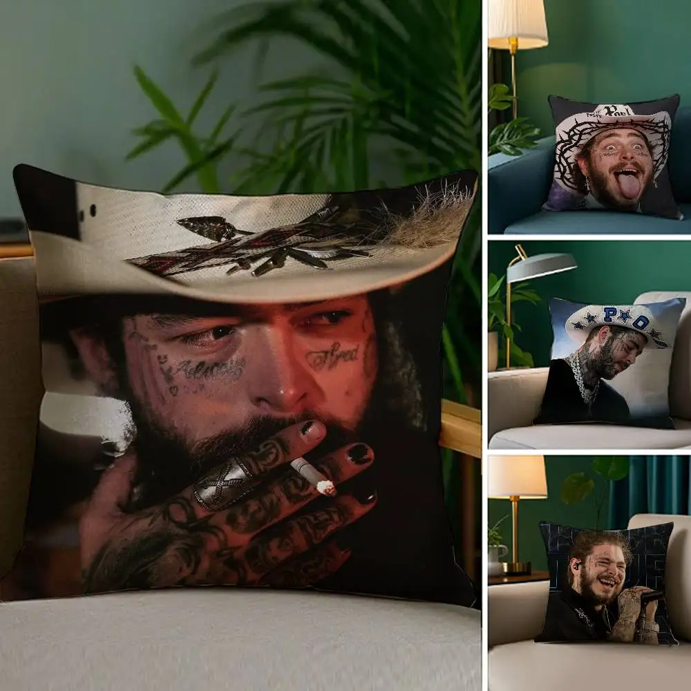 Rapper P-Post M-Malone Kissenbezug, Plüschstoff, weicher doppelseitiger Druck, Sofa-Kissenbezug, Überwurf-Kissenbezüge