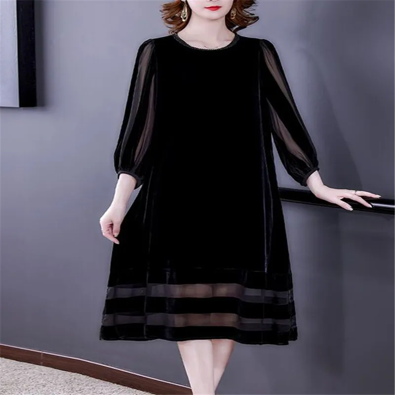 Women Autumn & Winter Elegant Velvet Dress Festa High Quality Long Cocktail Party Robe Femme Vintage Designer Vestidos