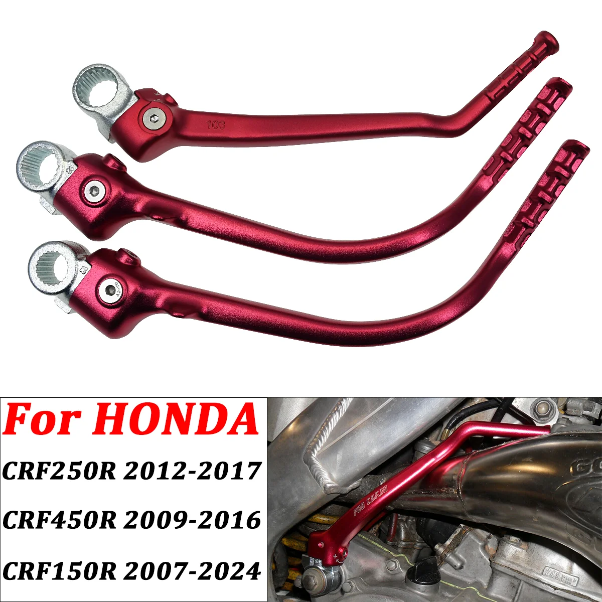 

Motorcycle CNC Forged Kick Start Lever Pedal For Honda CRF250R 2012-2017 CRF450R 2009-2016 CRF150R 2007-2024 CRF 150R 250R 450R