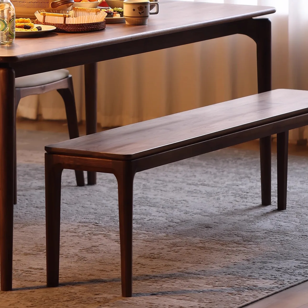 North American black walnut bedroom end stool new Chinese solid wood bench home shoe change stool dining table dining chair
