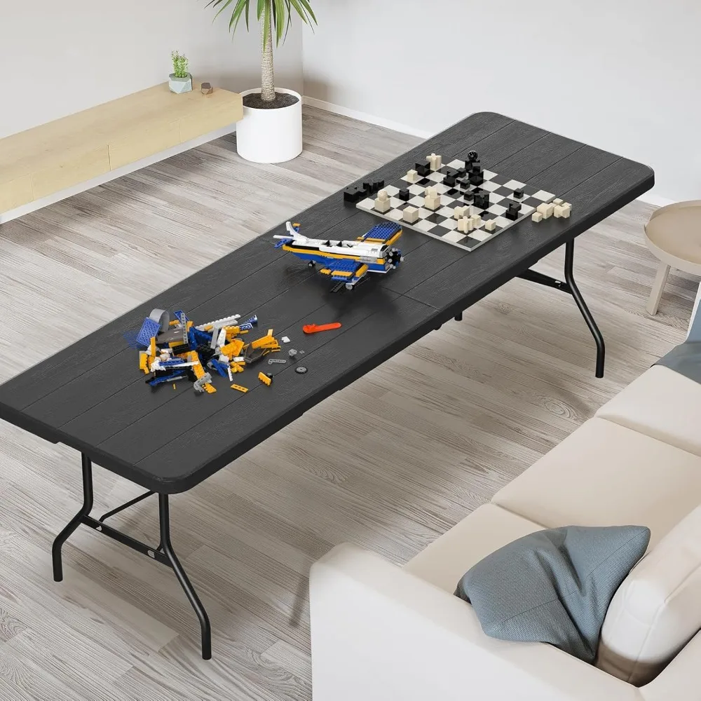

8-foot Plastic Folding Table, Portable Long Table with Handles, Customizable