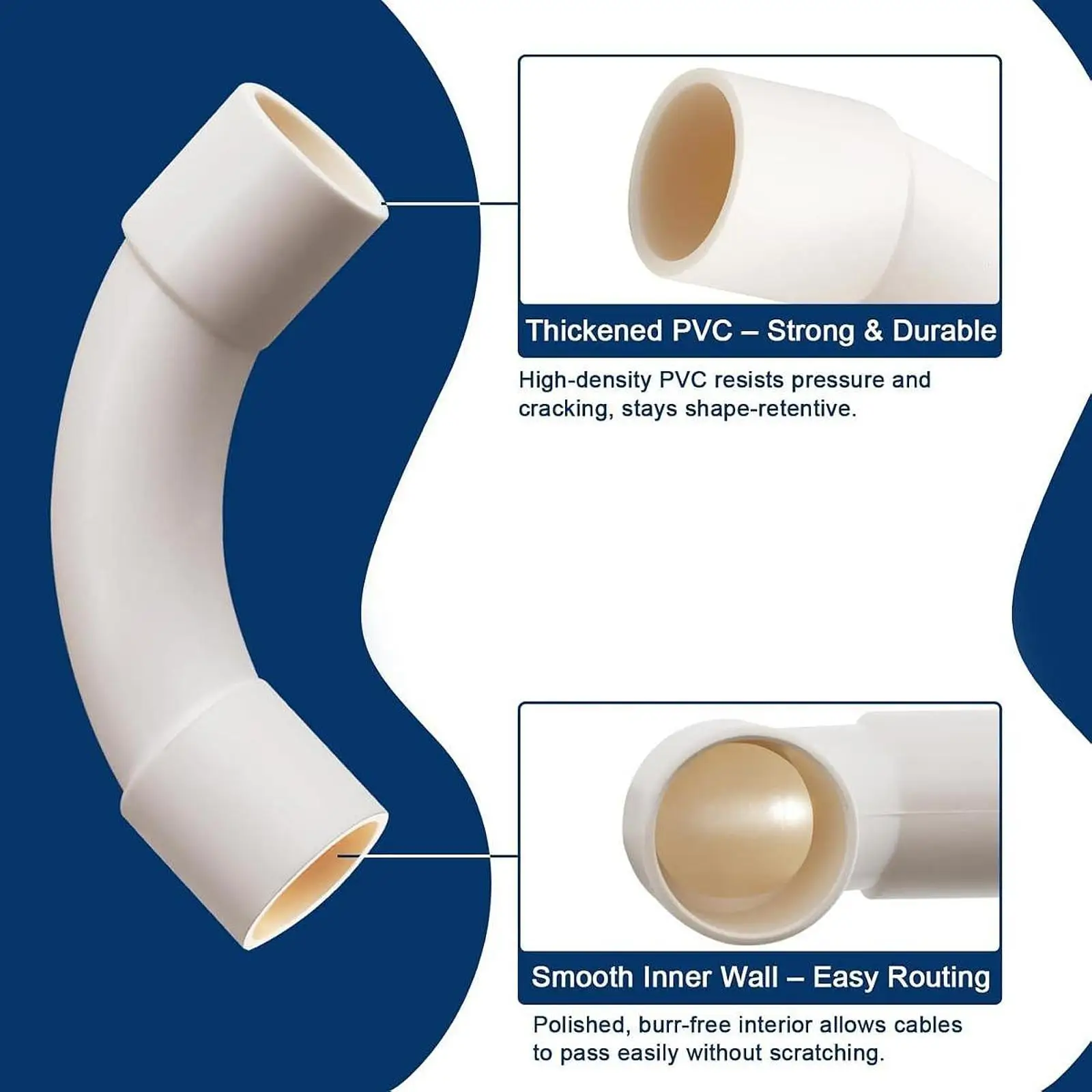 

Multi Functional Portable Hose Adapter Rigid PVC Elbow Tube Connectors Kit for Organized Wire Installation