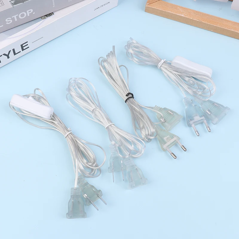 3M Transparent Power Extension Cord 220V 110V EU US String Wire AC Standard Switch Cable For Xmas New Year Party String Light