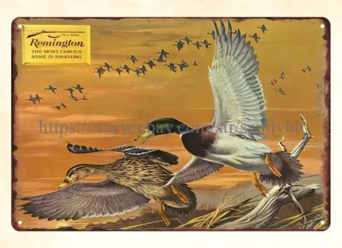 Remington firearm ammo hunting Mallard ducks metal tin sign  pub kitchen walls