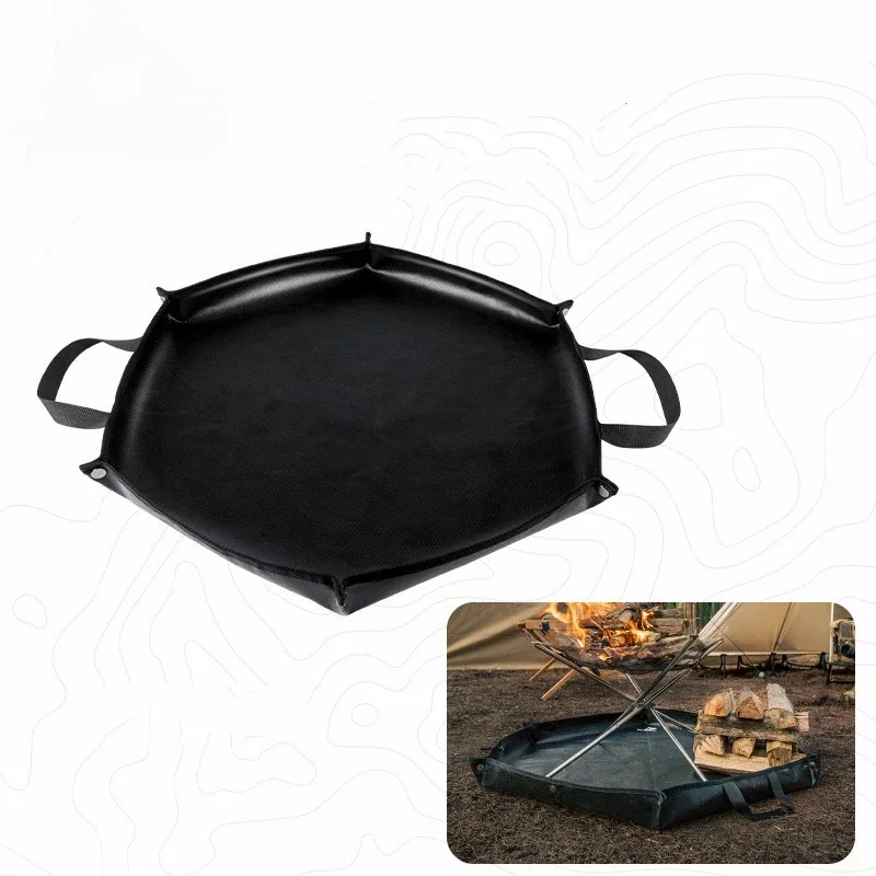 

Camping Stove Fireproof Mat 550℃ Flame Retardant Insulation Pad Firewood Storage Bag Silicone Coated Anti-Scald Fire Pit Mat