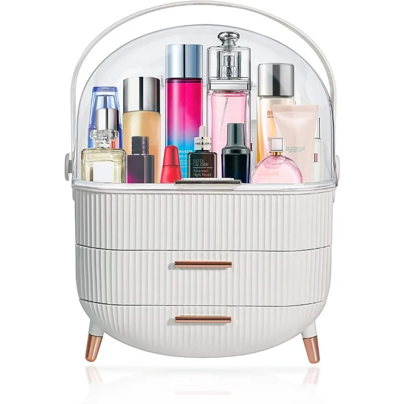 

Makeup Organizer,Cosmetics Storage and Display Case,Make Up Holders and Organizers with Lid ＆ Drawers