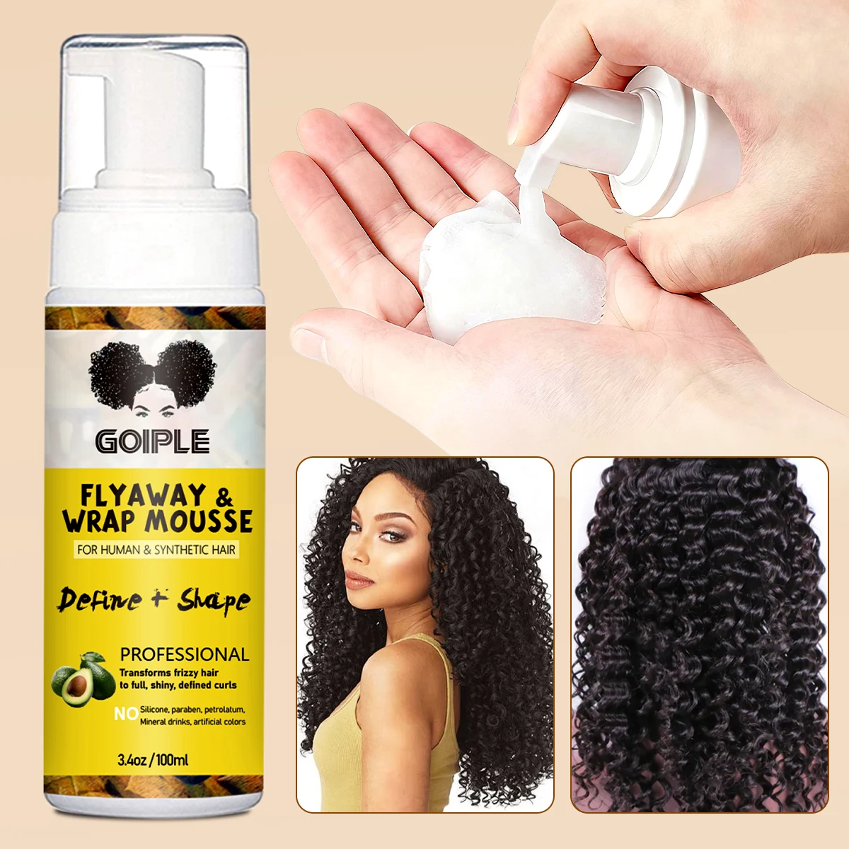 GOIPLE 100ML Curl Boost Edge Conrtol fuerte sujeción hidratante cabello domine Flyaway y envoltura Mousse trenza peinado Shaping Spray