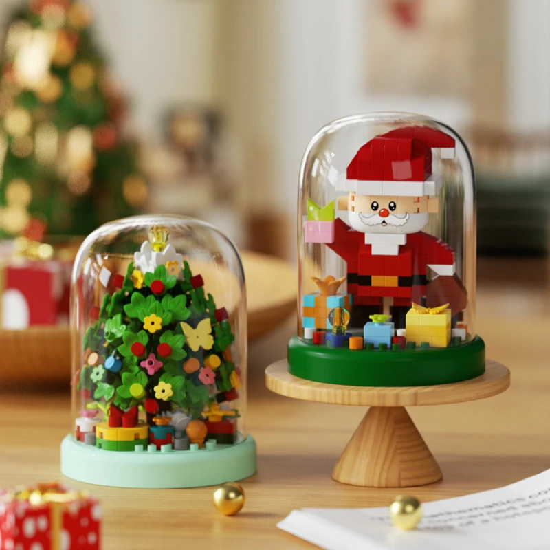 Micro blocs de construction en briques, arbre de noël, père noël, modèle de décoration de la maison, Puzzle à assembler, jouets pour enfants, cadeaux