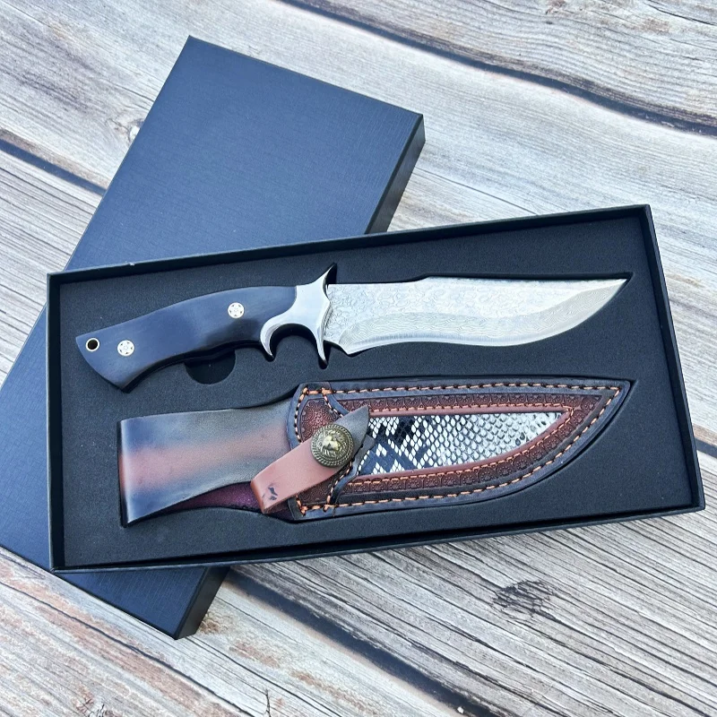 Damascus steel outdoor knife portable knife meat knife  exquisite collection knife sharp small straight knife
