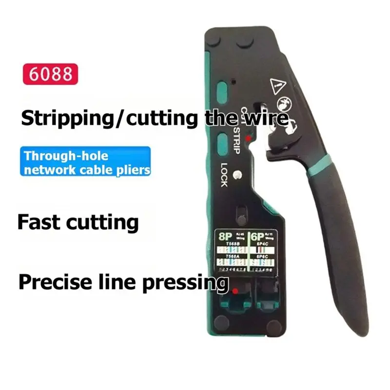 [B24B!】 Dual Use For RJ45 Punch Down Tool 6088 Through Hole Wire Crimper 8P6P For RJ45 Crystal Head Network Cable Crimping Plier - view 4
