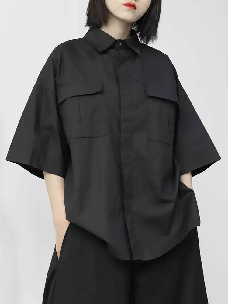 

Ladies Short Sleeve Shirt Summer Classic Korean Style Casual Simple Retro Loose Large Size Short Sleeve Shirt