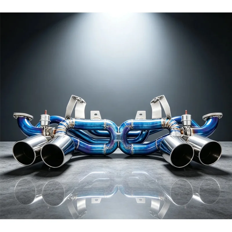 High Performance Car Titanium Mid Pipe Catback Exhaust System Muffler Custom  with Remote Control for Porsche 718 GT4 RS