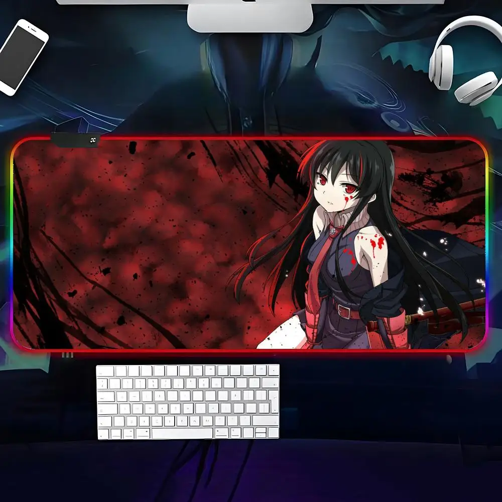 Akame Ga Kill! Mouse Pad RGB Rubber Antislip Keyboard Pad 40x90cm Mousepad Gaming Accessories XXL Office Computer Mat