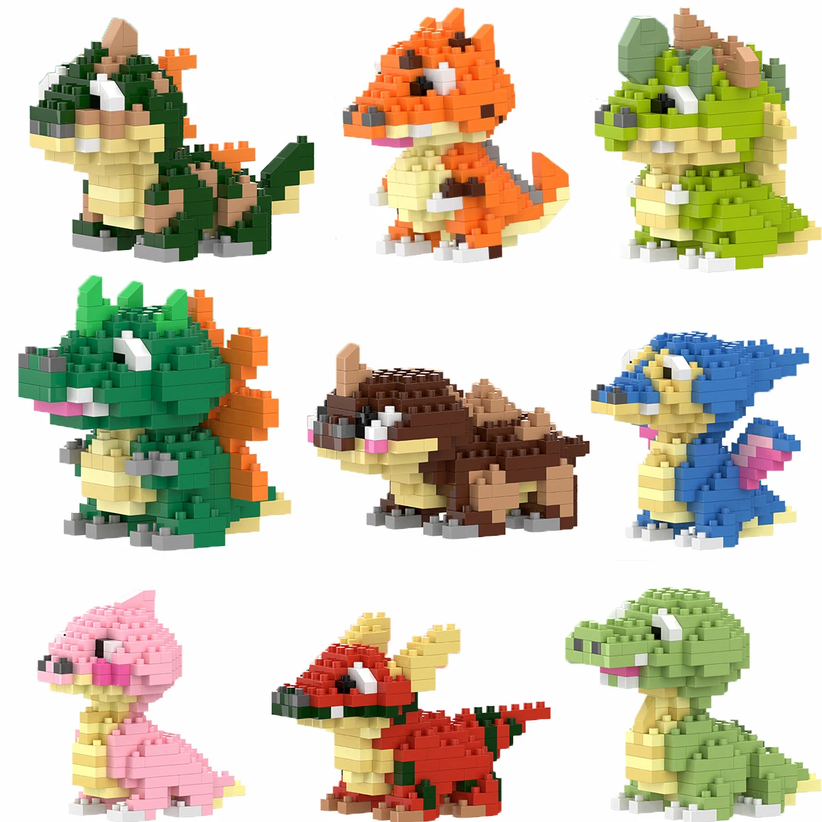 Mikro-Diamantblock-Dinosaurier-Bausatz – Tyrannosaurus Rex & Triceratops Modellbausätze, pädagogisches, kreatives Konstruktionsgeschenk