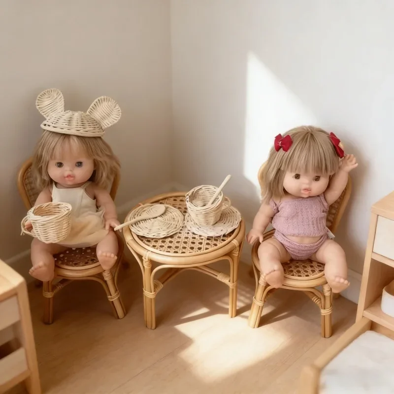 手作り織籐木製新生児写真撮影小道具デスクチェア赤ちゃんポーズアクセサリー少年少女撮影小道具家の装飾