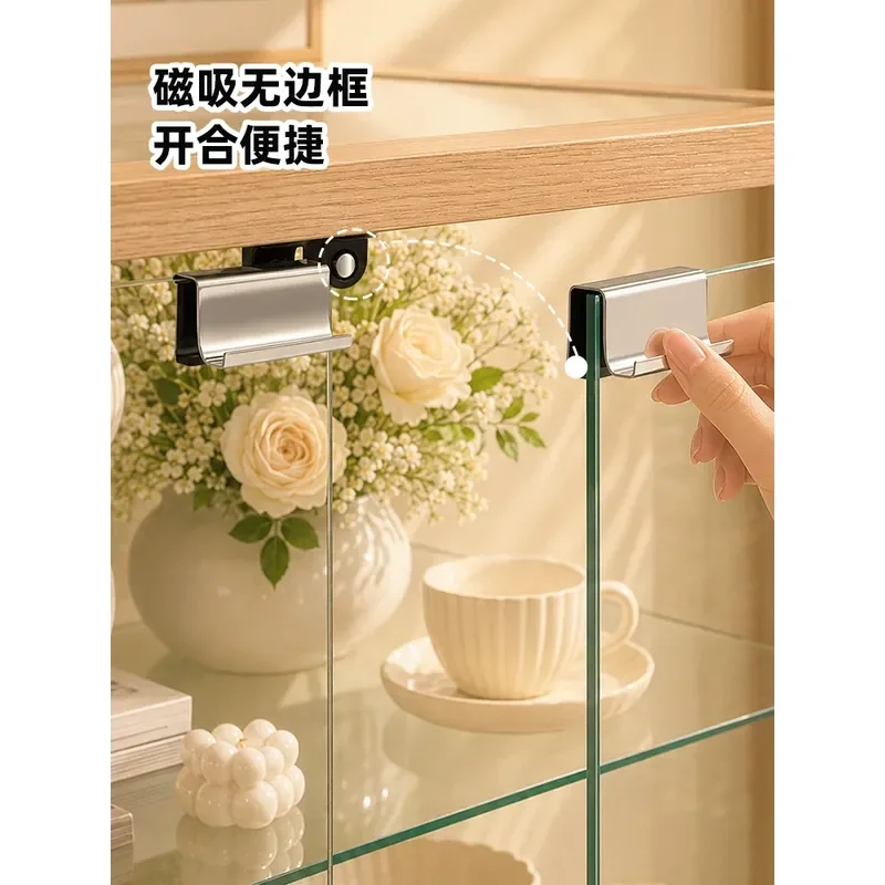 Dustproof Glass Display Cabinet for Bedroom Figure Ornament Storage with Glass Door Modern Style Showcase Locker
