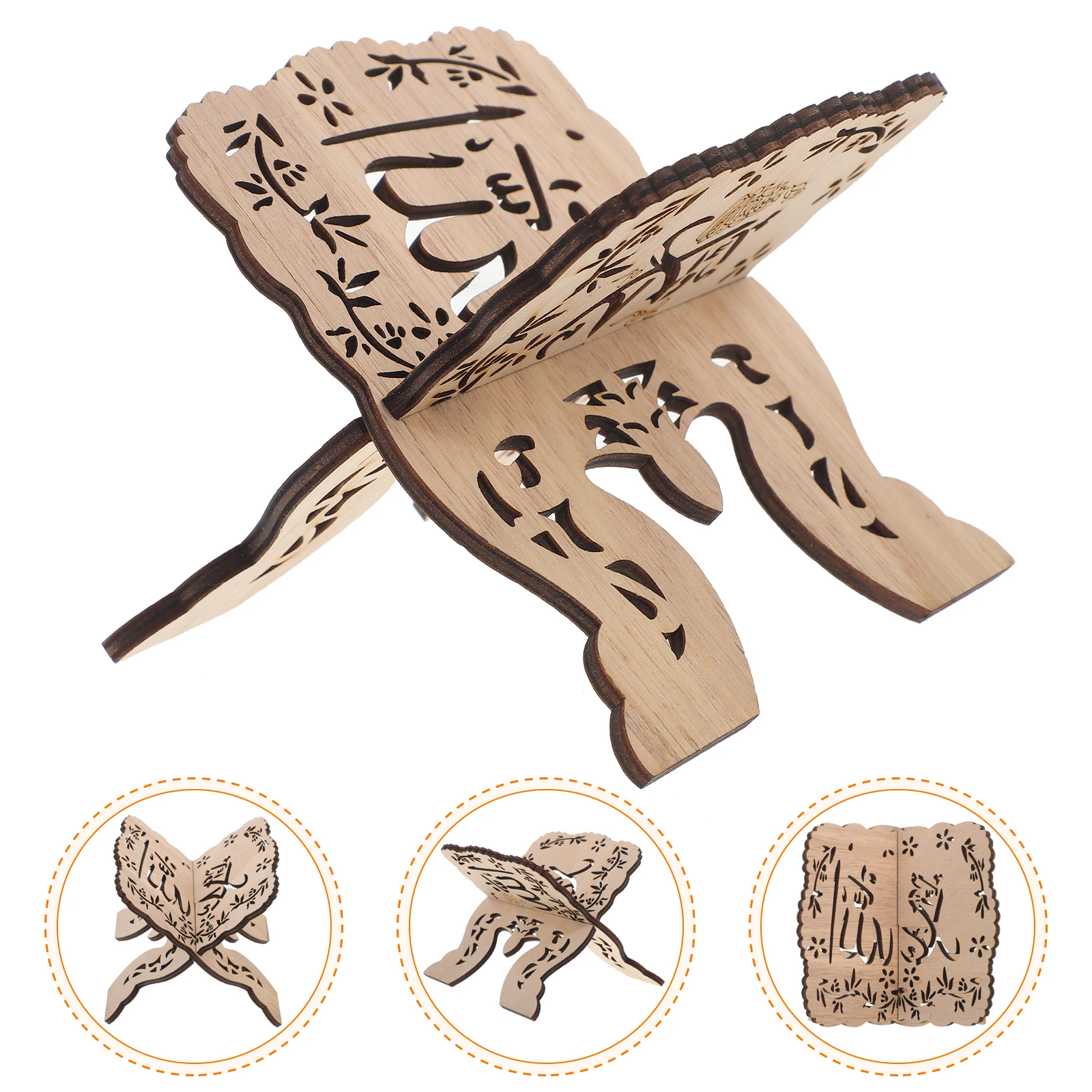 

Wooden Reading Elegant Islam Eid Books Shelf Document Shelf Tablet Support Stable Desktop Display Rack Book Holder