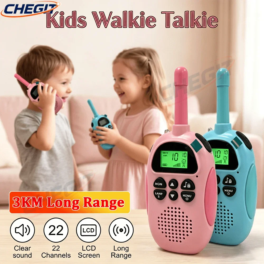 

Mini Walkie Talkie Children Toy 3 Mile Range 22 Channels 2 Way Receiver Electronic toy Radio Flashlight Children Gift for kid