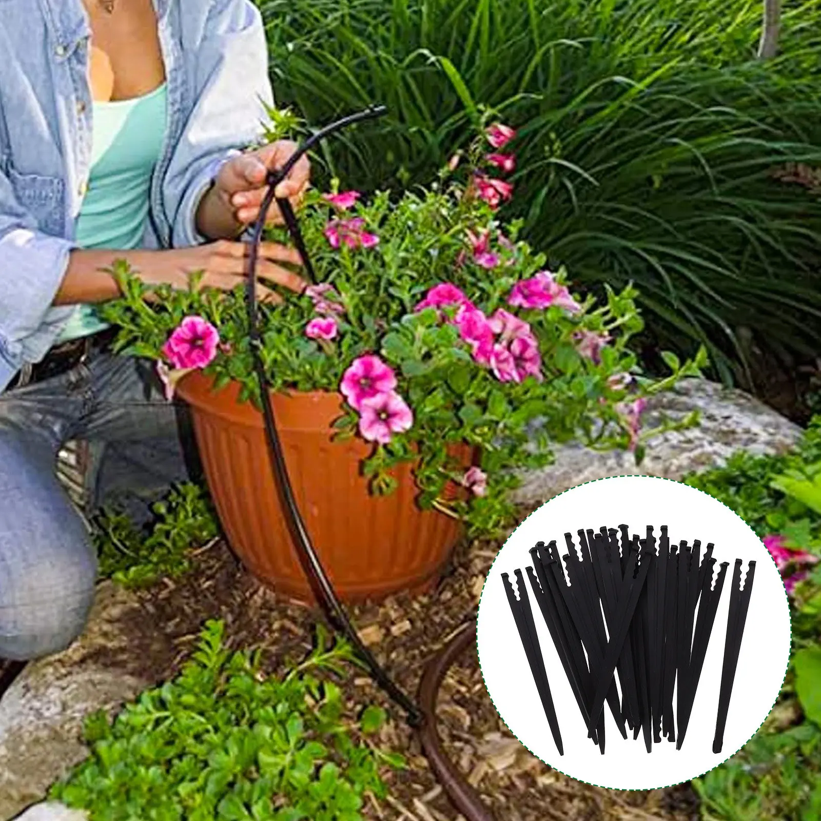 

100 шт. вставных стержней из полиэтилена, инструменты для укрепления грунта, аксессуары для ирригационных трубопроводов, многофункциональная опорная рама для садоводства и ландшафтного дизайна