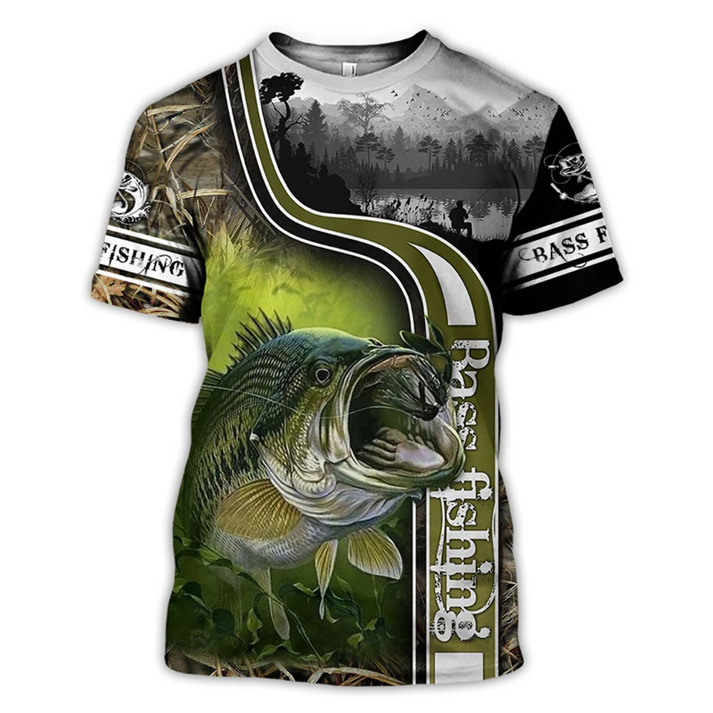 Summer Carp Fishing Print T-shirts For Men Outdoor Catfish Printing Loose Short Sleeve Quick Drying Tee Shirt Casual Street Top