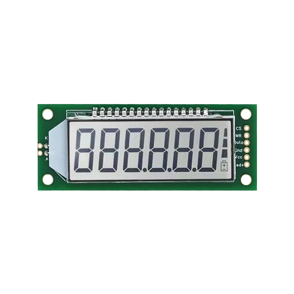 LCD Module 2.4 inch 6-Digit 7 Segment LCD Display Module HT1621 LCD Driver IC with Decimal Point White Backlight Green color