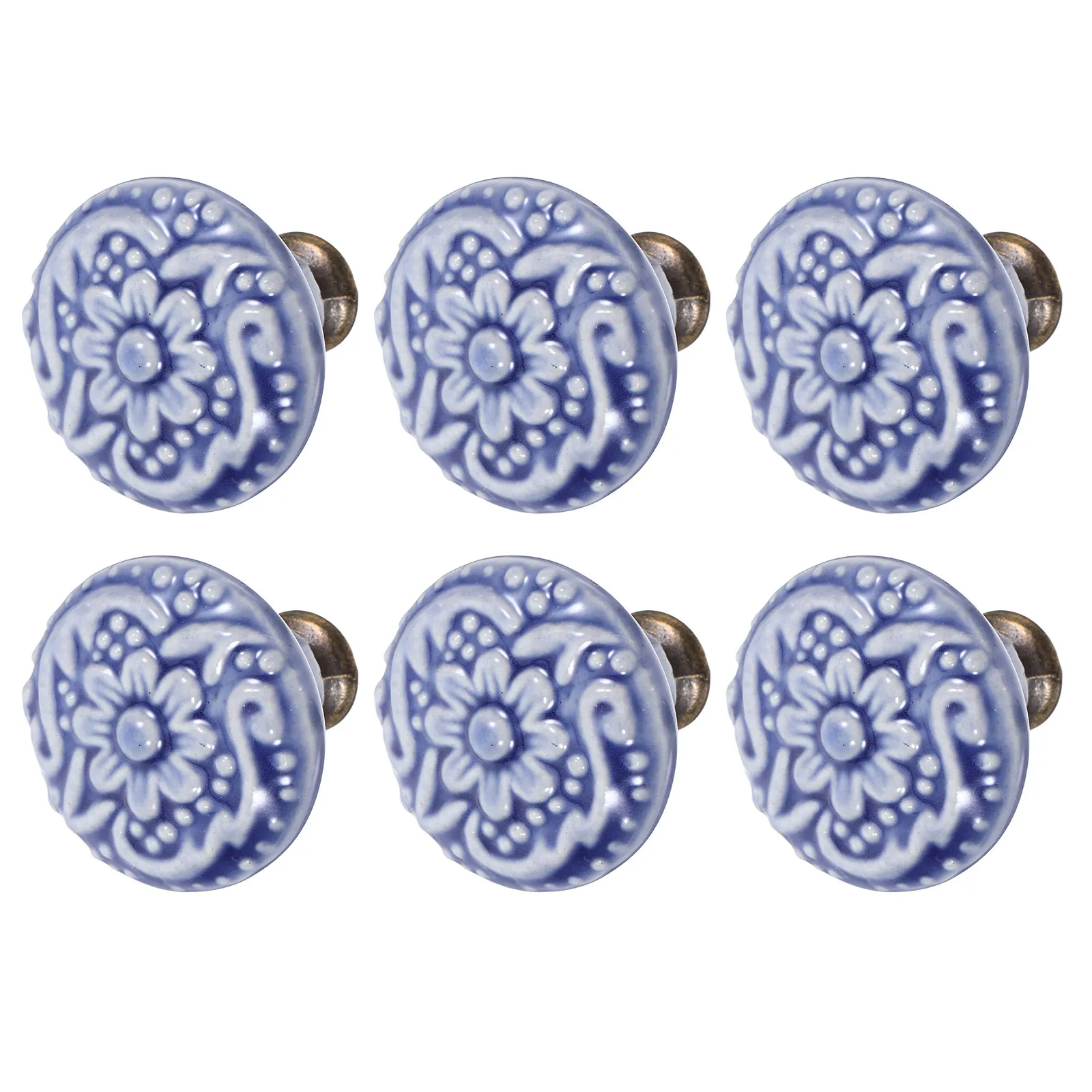 6Pcs Unique Vintage Cabinet Knobs Porcelain Drawer Pulls Modern Chinese Aesthetic for Dressers Chest of Drawers Cupboards