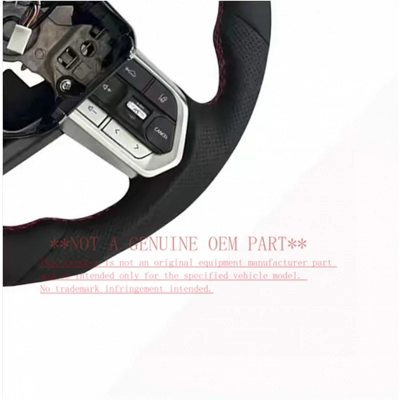 For Toyota LC300 Real Leather Sports Racing Steering Wheel With Horn Button Red Stitch Horn Cover Horn Shell