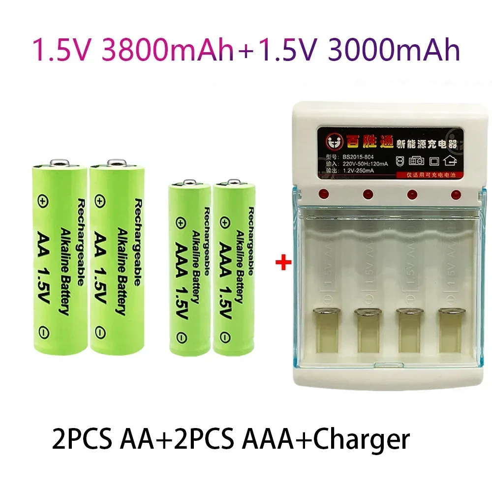 100% Original 1.5V AA3.8Ah+AAA3.0Ah Rechargeable battery NI-MH 1.5V  battery for Clocks mice computers toys so on+free shipping