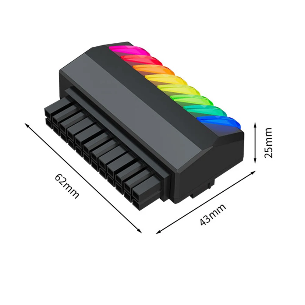 TEUCER Złącza kabla zasilającego 5V 3Pin ARGB Złącza zasilania płyty głównej ATX 24Pin do 90 stopni Aura Sync Części komputerowe