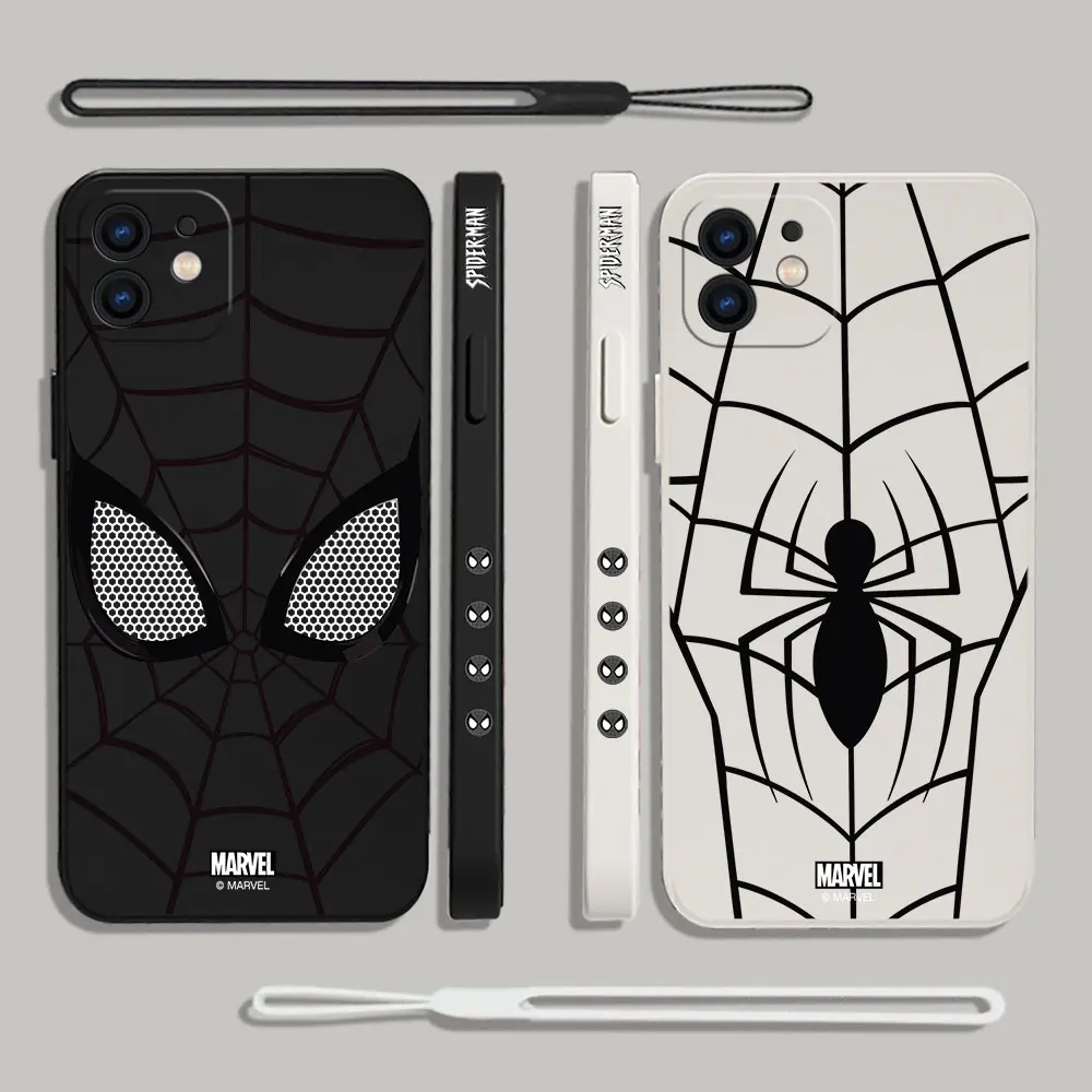 Marvel Hot Movie SpiderMan Phone Case For Samsung Galaxy S24 S23 S22 S21 S20 Ultra FE S10 4G S9 S10E Note 20 9 Plus With Lanyard