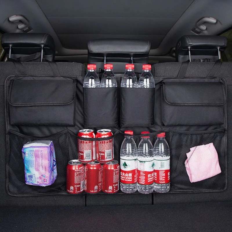 

Car Trunk Organizer Adjustable Backseat Storage Bag Net High Capacity Multi-use Oxford Automobile Seat Back Organizers Universal