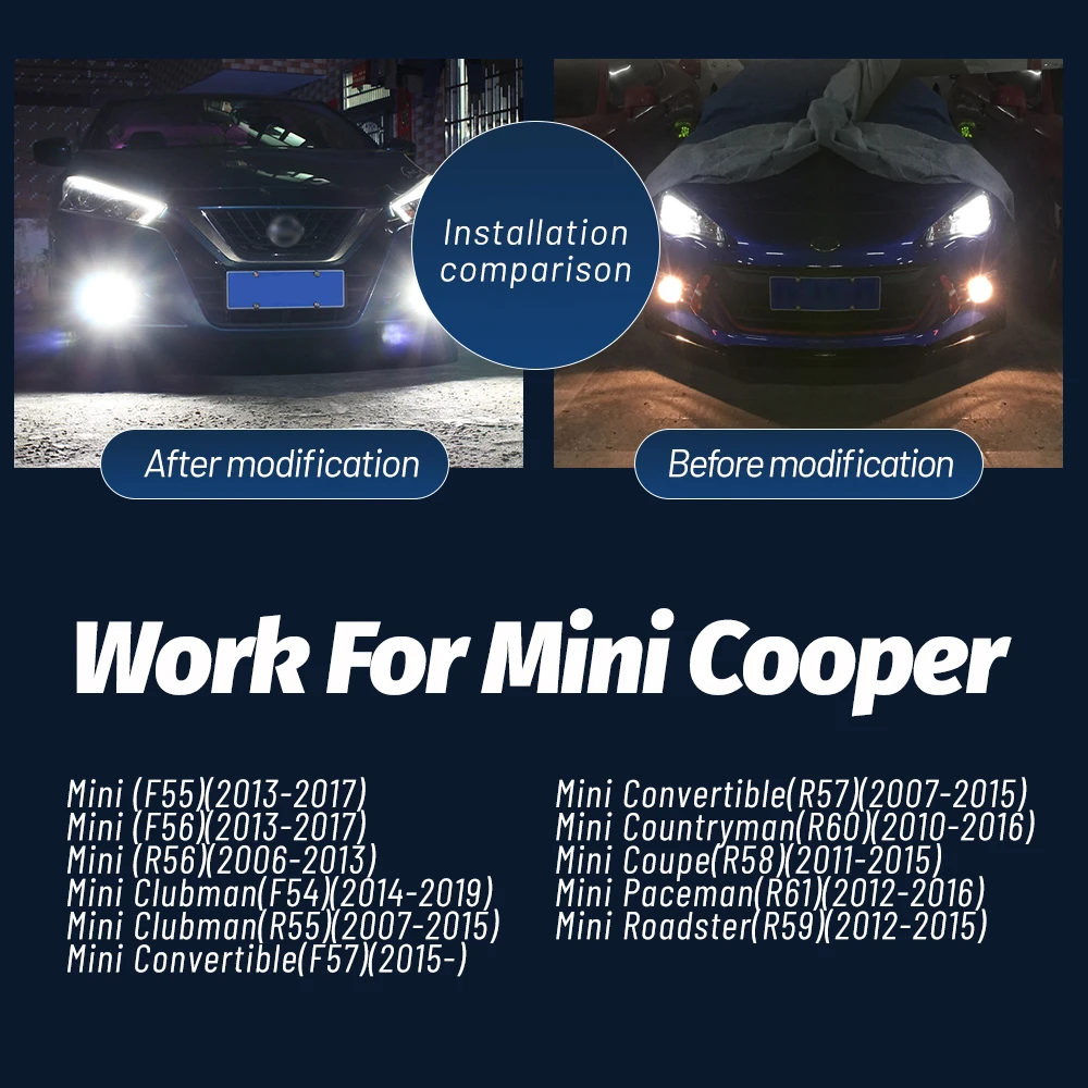 2pcs LED Fog Light Blub Lamp H8 Canbus No Error For Mini Cooper F55 F56 R56 Clubman F54 R55 Convertible F57 R57 R60 R58 R61 R59