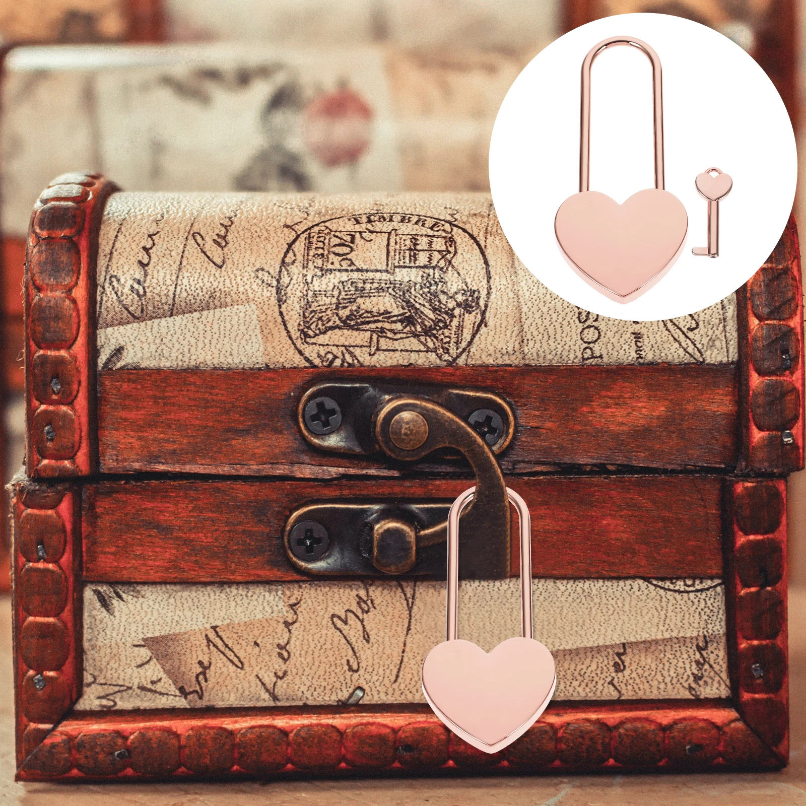 

Heart-shaped Wish Lock Backpack Purse Locks for Handbags Love Padlock Tiny Small Key Jewelry