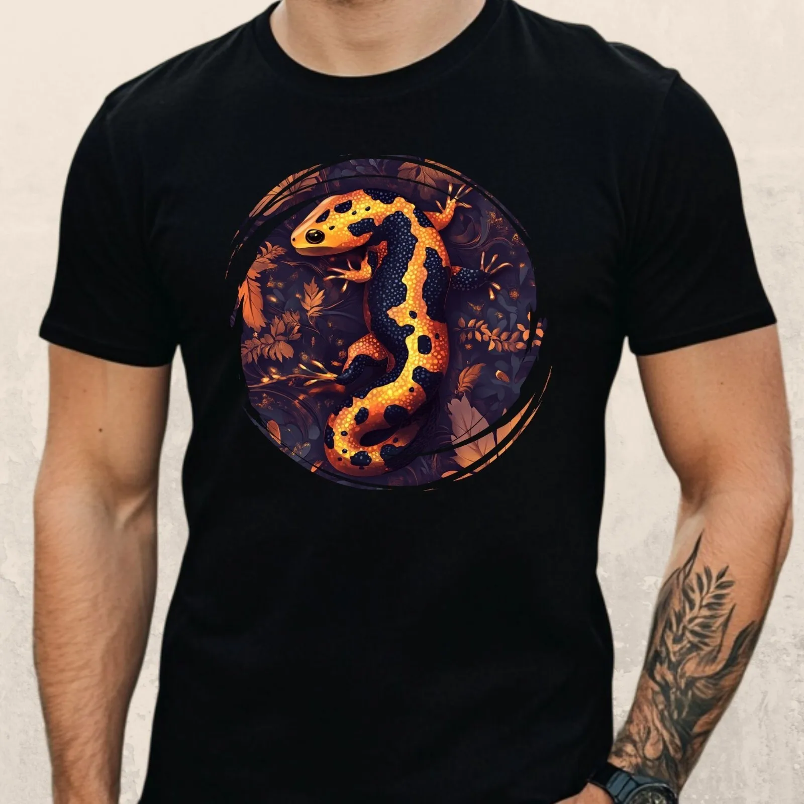 Camiseta de algodón con motivo de salamandra de fuego para hombre, talla XS a 5XL