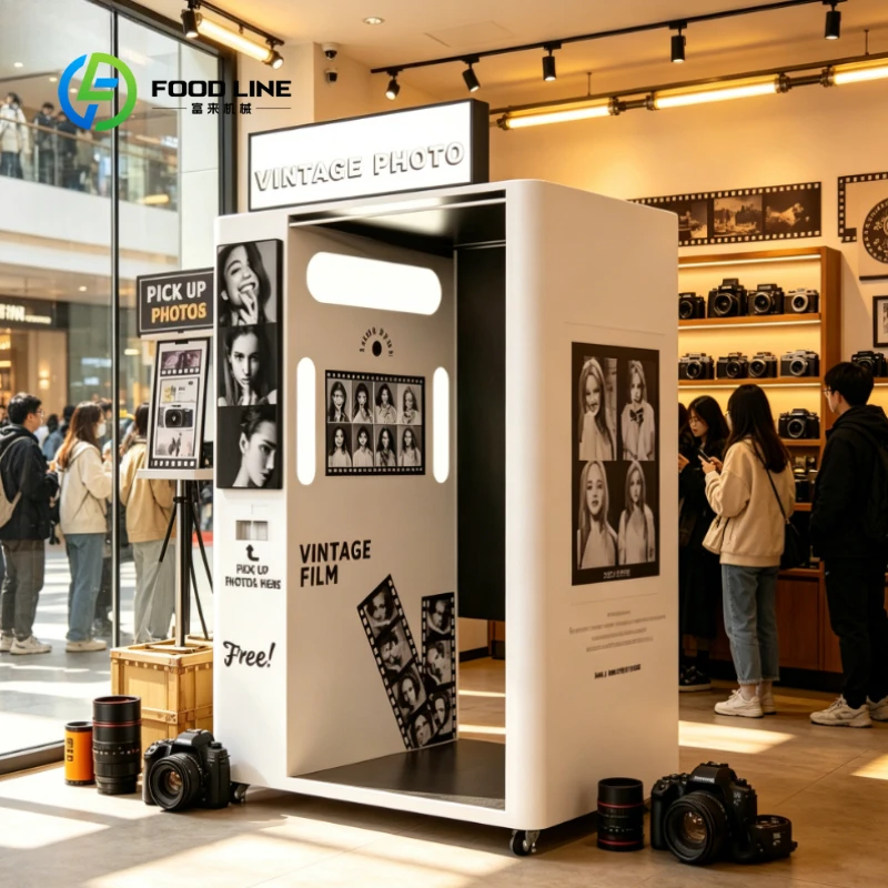 Retro Vintage Film All-in-one Selfie Photo Booth Customizable Shell with Printer & Software Self-service Photo Equipment