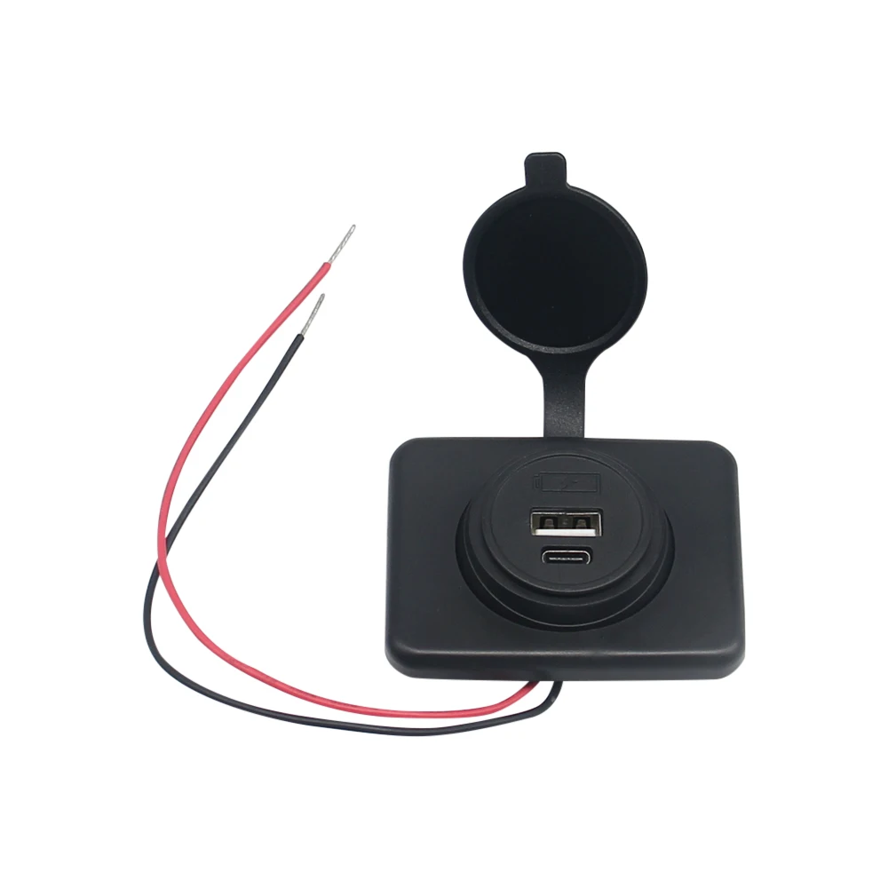 12-24V 4.2A USB+Type-C Charger Power Socket Adapter Charging Panel Mount for Motorbike Car Boat ATV UTV Camper Caravans