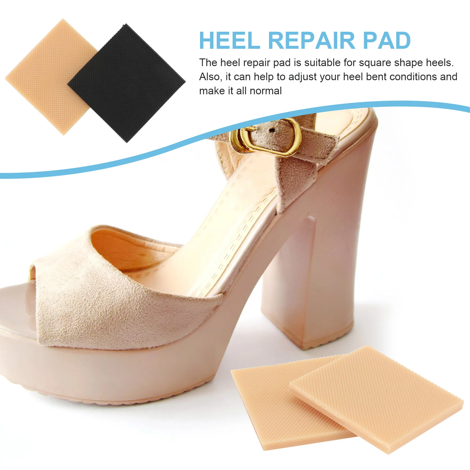 4 Pcs Heel Protectors for High Shoes Heels Patch Boots Replacement Tips Square Woman Black Caps