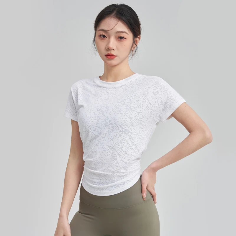 Floral Style Yoga T-shirts Women Solid Sport Top Fashion T Shirt Gym Training Short Sleeve Fitness Quick Dry Sportswear Tee