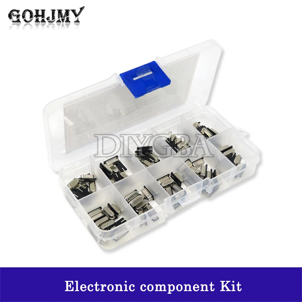 100PCS HC-49S Quartz Resonator Crystal Oscillator Kit 4MHz 6MHz 8MHz 12MHz 16MHz 24MHz 25MHz 48MHz diy electronic set 10 Values