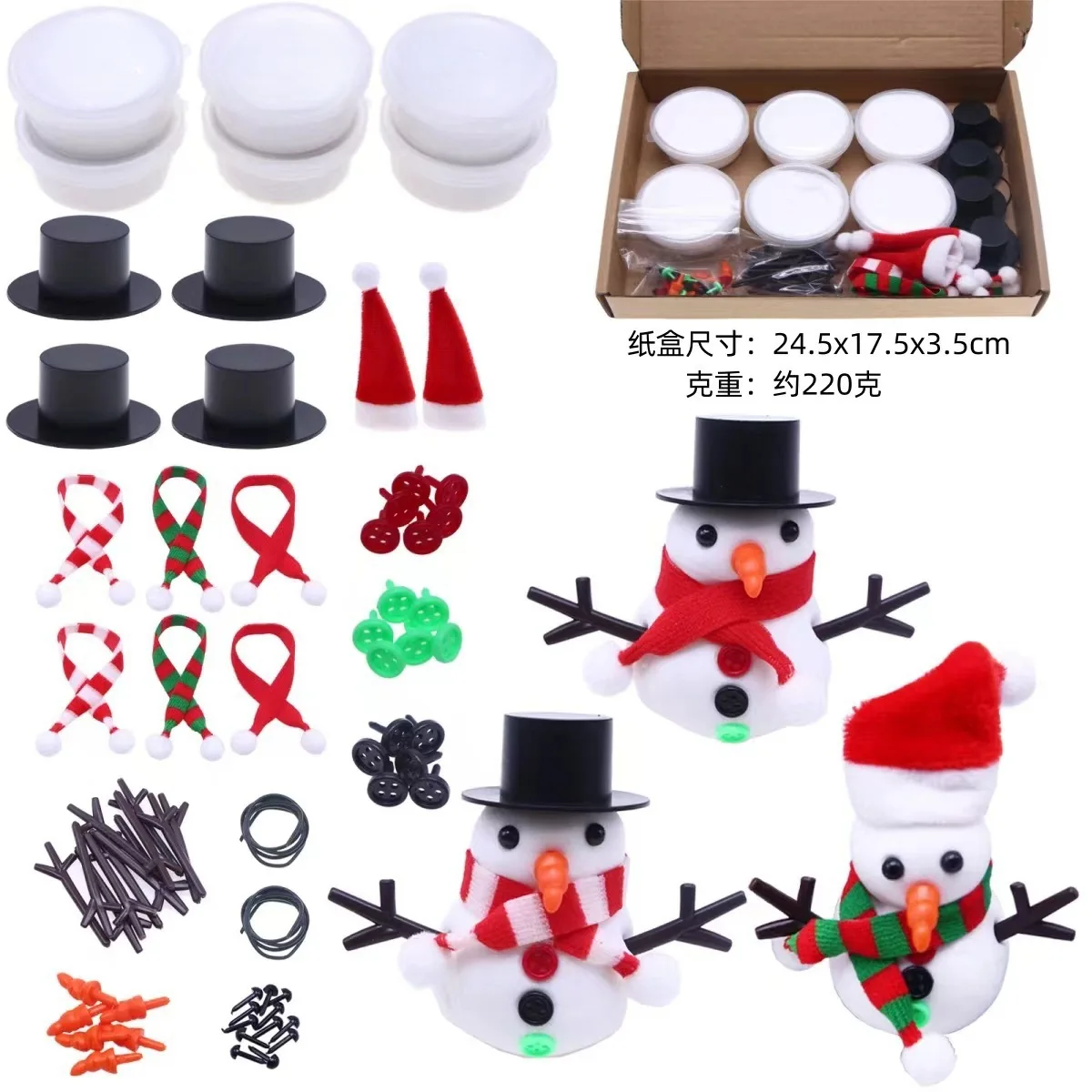 

Handmade DIY Clay Snowman Set Winter Christmas Decoration Christmas Children's Toy Gift