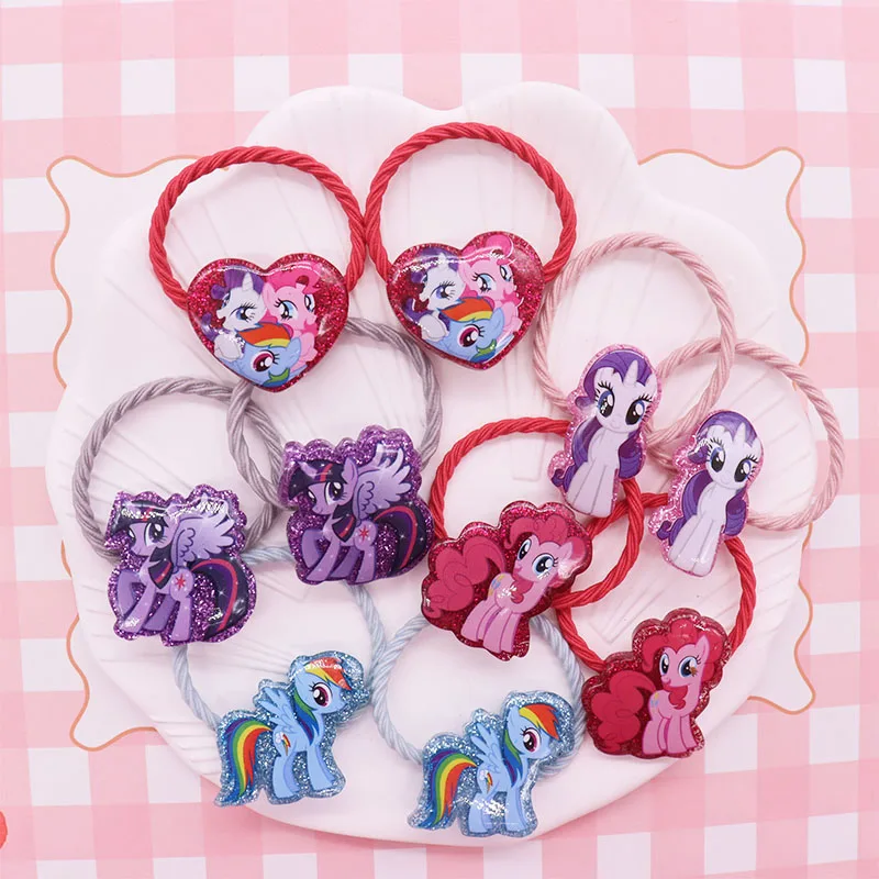 2Pcs Cartoon Rainbow Unicorn Animal Hair Accessories Rubber Band Hairband Scrunchies Elastic Kids Headband Decorations Gift